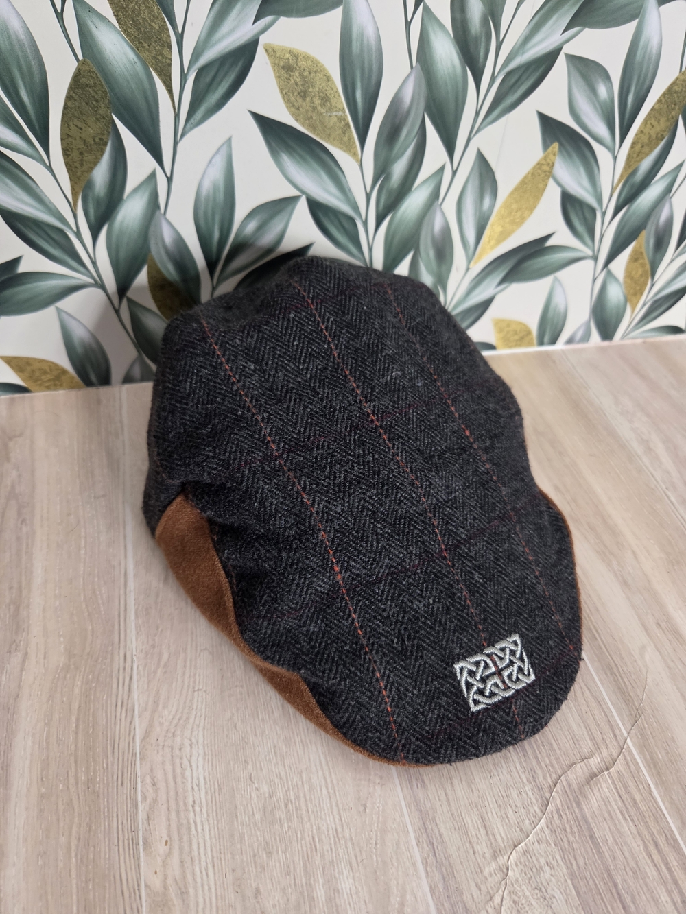 Patrick Francis Ireland Wool Blend Flat Cap Hat Large Celtic Knot Tweed Snap